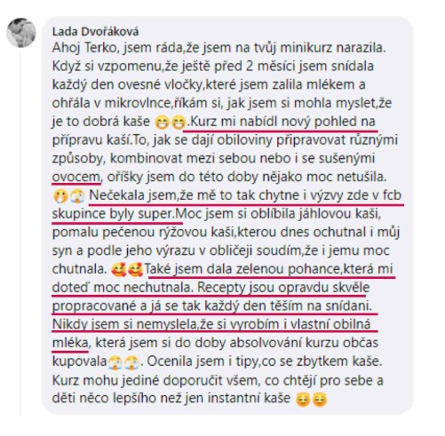 reference na kurz kaší